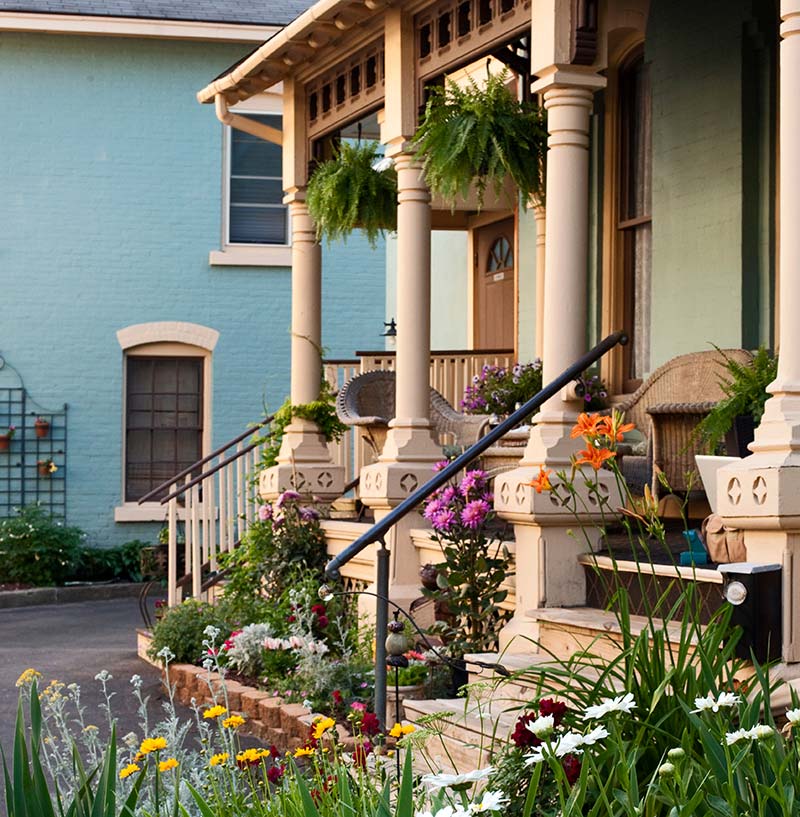 Relax and unwind on this beautiful front porch at our kalamazoo bed and breakfast after enjoying time at the top michigan breweries in downtown kalamazoo