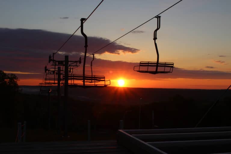 A gorgeous sunset at timber ridge ski area, one of the best ski resorts in michigan