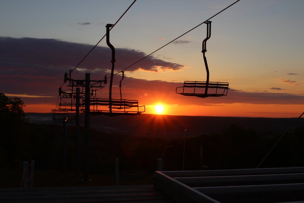 A gorgeous sunset at timber ridge ski area, one of the best ski resorts in michigan