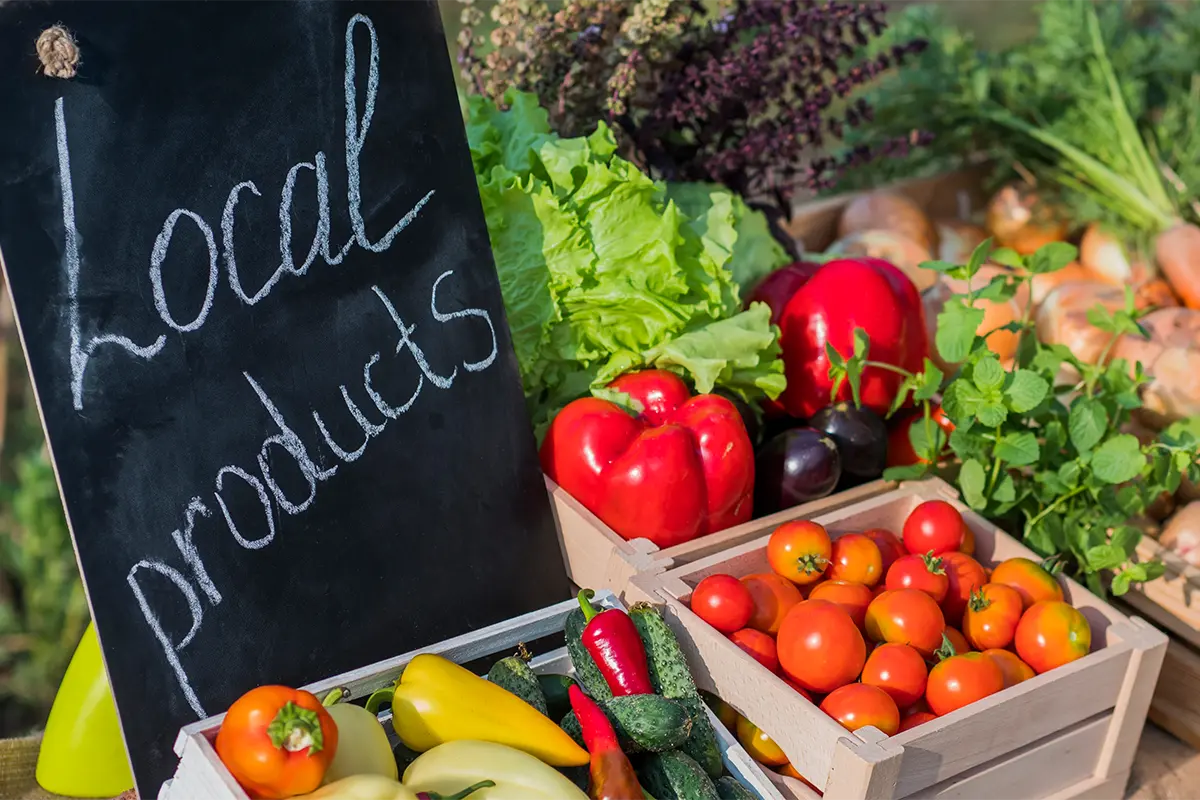 Local produce at a farmers market